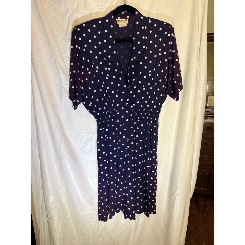 Vintage Paquette Too! Purple Polka Dot Romper Jumpsuit Size 10 Made in USA 80s